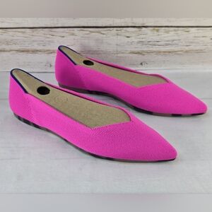 Rothy's Ballet Flats Pointed Toe Knit Dragon Fruit Hot Pink Women's Size 7.5